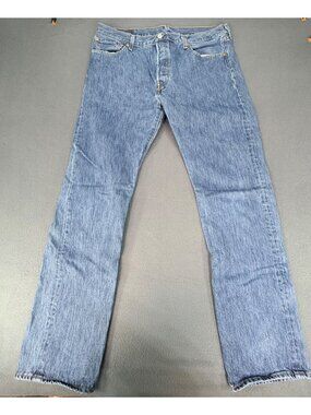 Levis 501 Button Fly Stonewash Jeans Straight Leg Mens Size 36X34 EUC